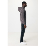 Zip hoodie in eco cotton with corporate logo, 340 g/m² matt silver colour