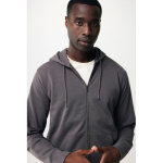 Zip hoodie in eco cotton with corporate logo, 340 g/m² matt silver colour
