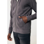 Zip hoodie in eco cotton with corporate logo, 340 g/m² matt silver colour