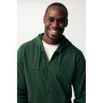 Zip hoodie in eco cotton with corporate logo, 340 g/m² forest green colour