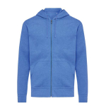 Zip hoodie in eco cotton with corporate logo, 340 g/m² marbled blue colour