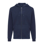 Zip hoodie in eco cotton with corporate logo, 340 g/m² navy-blue colour