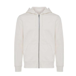 Zip hoodie in eco cotton with corporate logo, 340 g/m² natural colour