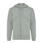 Zip hoodie in eco cotton with corporate logo, 340 g/m² marbled green colour