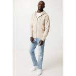 Zip hoodie in eco cotton with corporate logo, 340 g/m² light brown colour
