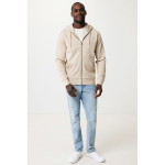 Zip hoodie in eco cotton with corporate logo, 340 g/m² light brown colour