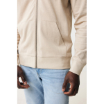Zip hoodie in eco cotton with corporate logo, 340 g/m² light brown colour