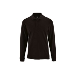 Long sleeve men's polo shirt, cotton, 180 g/m2, SOL'S Perfect black colour