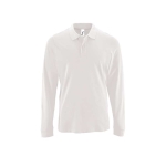 Long sleeve men's polo shirt, cotton, 180 g/m2, SOL'S Perfect white colour ninth view