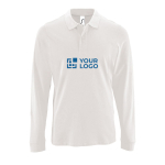 Long sleeve men's polo shirt, cotton, 180 g/m2, SOL'S Perfect white colour view with print area