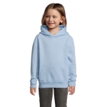 Children's hoodie, cotton and polyester, 280 g/m2, SOL'S SLAM pastel blue colour photographic view