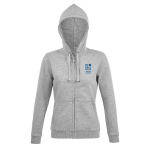 Women's cotton and polyester hoodie, 280 g/m2, SOL'S Spike light grey colour view with print area