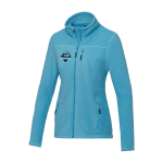 Women’s recycled polyester fleece jacket, 174 g/m², Elevate NXT blue colour screen printing view