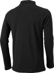 Men’s long-sleeve cotton polo shirt, 200 g/m², Elevate Life black colour rear view