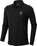 Men’s long-sleeve cotton polo shirt, 200 g/m², Elevate Life black colour