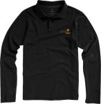 Men’s long-sleeve cotton polo shirt, 200 g/m², Elevate Life black colour