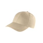 Recycled cotton hat with 6 panels and buckle, 280g/m2 beige colour