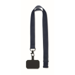 Polyester lanyard with safety clasp for mobile phone navy-blue colour