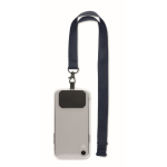 Polyester lanyard with safety clasp for mobile phone navy-blue colour second view