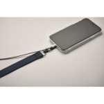 Polyester lanyard with safety clasp for mobile phone navy-blue colour fourth photographic view