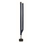 Polyester lanyard with safety clasp for mobile phone navy-blue colour eighth view