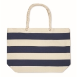 Striped cotton beach bag with cord handles, 220 g/m2 blue colour third view