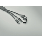 2-in-1 keyring including charging cable with 3 ports