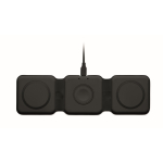 Foldable wireless charging station with 3 charging points, 15W black colour