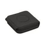Foldable wireless charging station with 3 charging points, 15W black colour third view