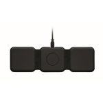 Foldable wireless charging station with 3 charging points, 15W black colour fifth view