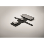 Foldable wireless charging station with 3 charging points, 15W black colour eighth photographic view