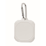 Wireless ABS earphones with carabiner to hang the case white colour eighth view