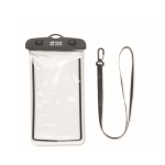 Waterproof phone case with adjustable and removable cord black colour view with print area
