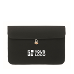 Cotton laptop sleeve with bamboo closure, 15”, 120 g/m2 black colour view with print area