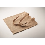 Sustainable tote bag made of jute with long handles beige colour third photographic view