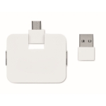 USB Hub with 4 outputs and USB input types A and C white colour second view