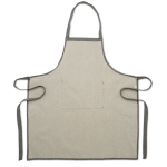 Recycled cotton kitchen apron with front pocket, 220 g/m2 black colour