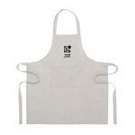 Recycled cotton kitchen apron with front pocket, 220 g/m2 grey colour view with print area
