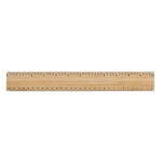 Thick bamboo ruler with double-sided design, 30 cm brown colour