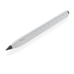 Recycled aluminium pencil with stylus tip and infinite ink white colour