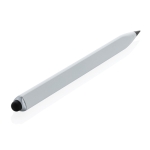 Recycled aluminium pencil with stylus tip and infinite ink white colour