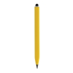 Recycled aluminium pencil with stylus tip and infinite ink yellow colour