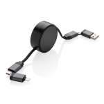 Retractable multi-charging cable, 100 cm, CarPlay compatible grey colour