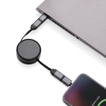 Retractable multi-charging cable, 100 cm, CarPlay compatible grey colour