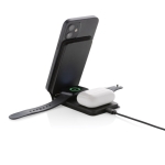 3-in-1 foldable wireless charger with vertical magnetic stand black colour