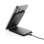 3-in-1 foldable wireless charger with vertical magnetic stand black colour