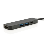 Recycled aluminium hub with multiple ports and HDMI input grey colour