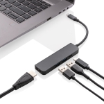 Recycled aluminium hub with multiple ports and HDMI input grey colour
