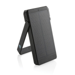 Recycled plastic power bank with solar panel, 10,000 mAh black colour