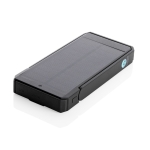 Recycled plastic power bank with solar panel, 10,000 mAh black colour